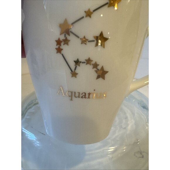 Ceramic World Market Aquarius Zodiac Astrological Star Sign Coffee Mug Tea Cup - Picture 9 of 15